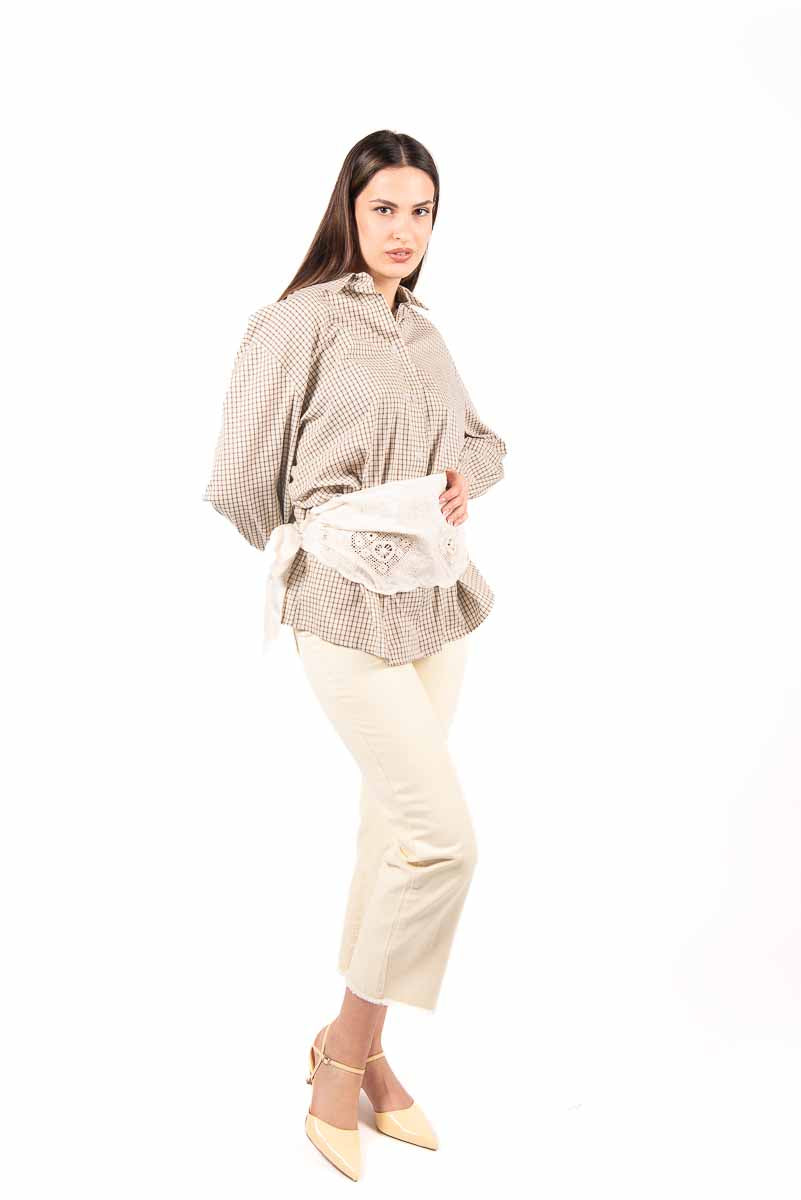 Camicia Soft Check Beige donna Tensione in - 2
