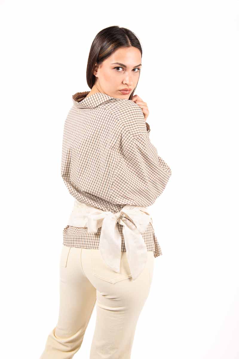 Camicia Soft Check Beige donna Tensione in - 3