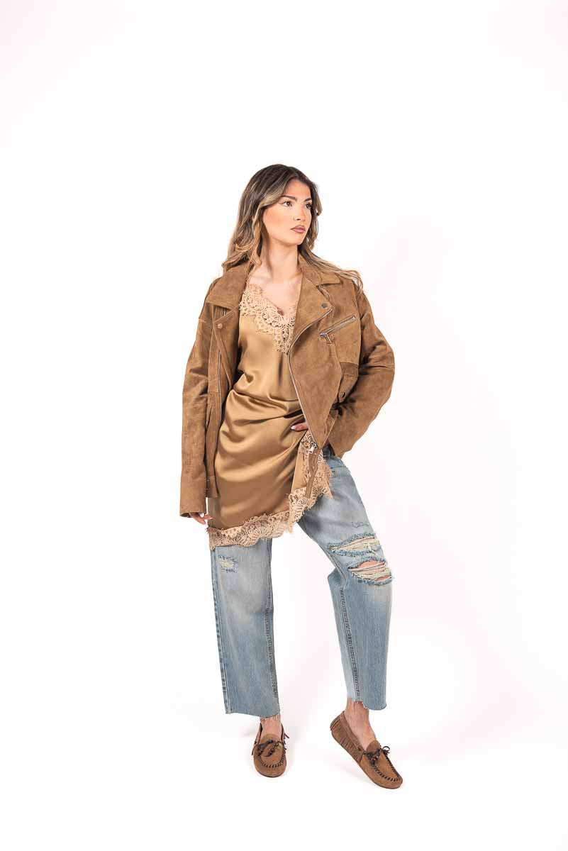 Giubbino Suede Biker donna Tensione in - 7