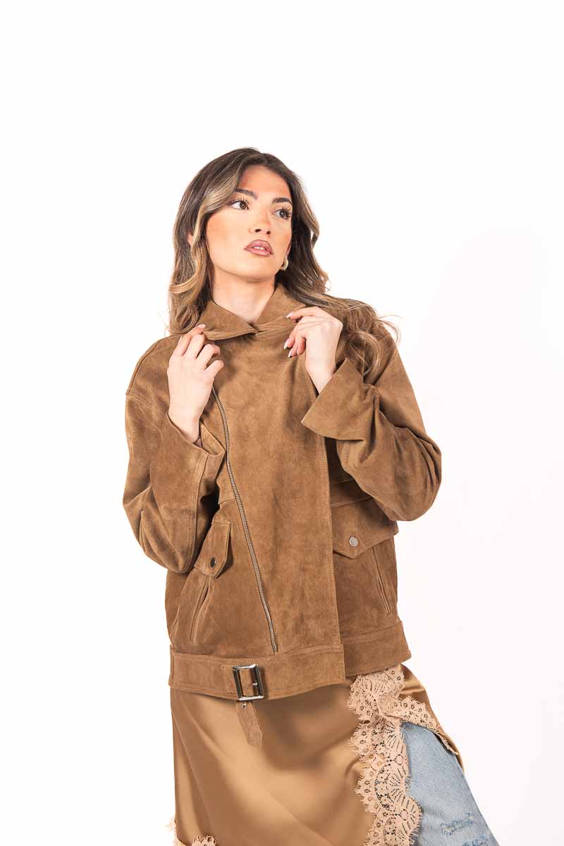 Giubbino Suede Biker donna Tensione in - 1