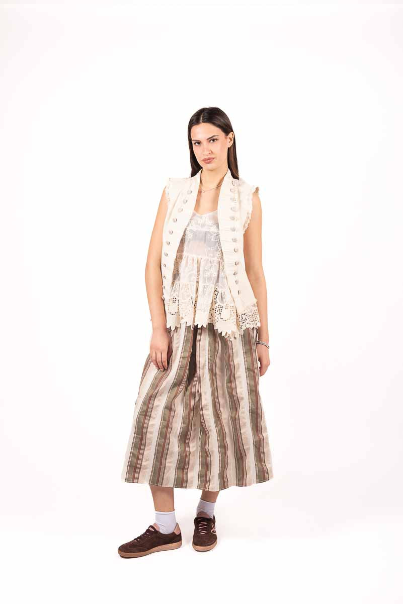 Gilet con Bottoni Panna donna Miss love - 2