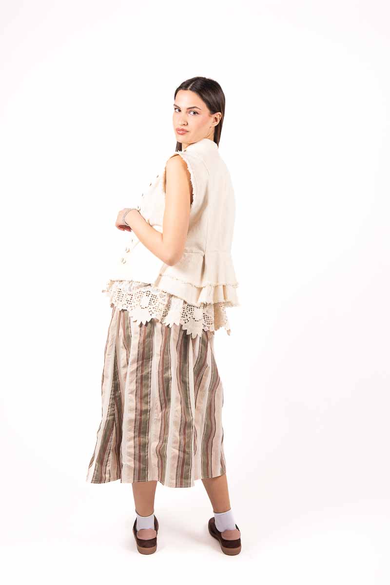 Gonna Midi a Righe Multicolor donna Miss love - 3