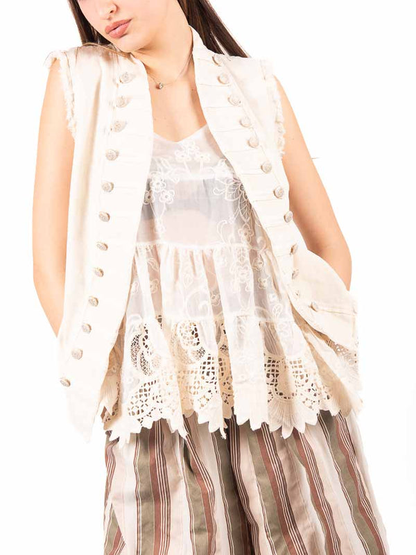 Gilet con Bottoni Panna da donna Miss love