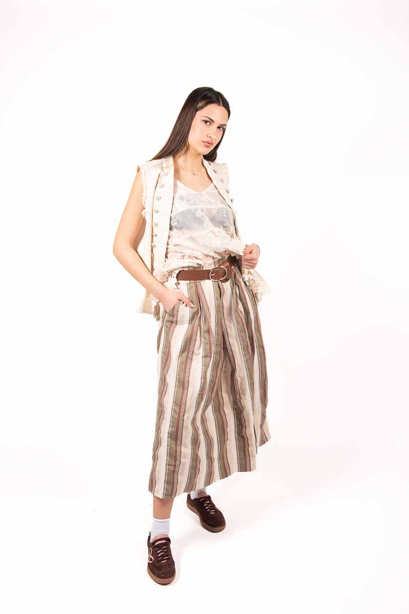 Gonna Midi a Righe Multicolor donna Miss love - 2