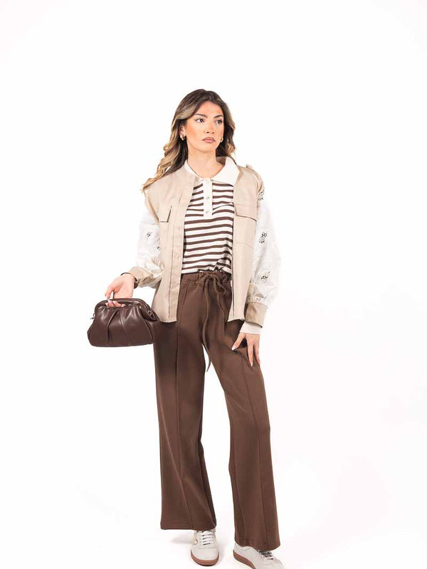 Giacca con Maniche Ricamate Beige da donna Miss love