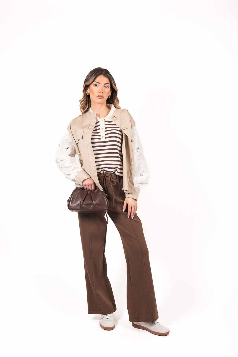 Giacca con Maniche Ricamate Beige donna Miss love - 5