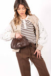 Polo a Righe in Maglia Panna/Cioccolato donna Miss love - 4
