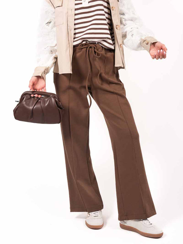 Pantaloni Palazzo in Felpa Cioccolato da donna Miss love
