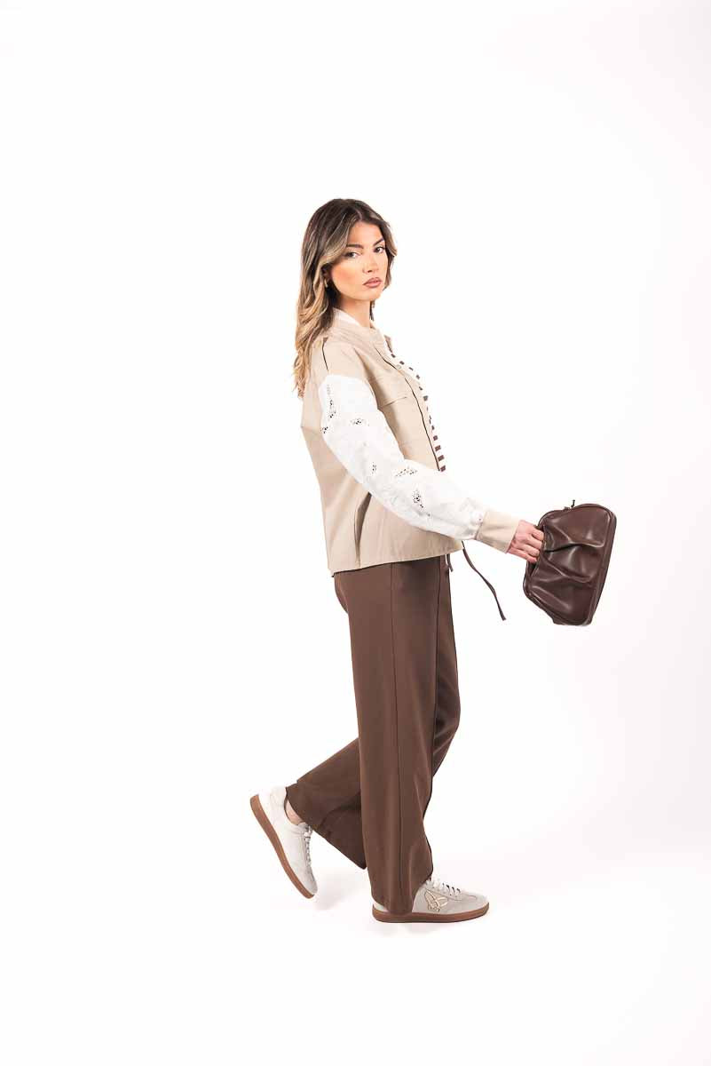 Giacca con Maniche Ricamate Beige donna Miss love - 7