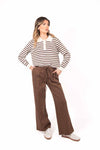 Polo a Righe in Maglia Panna/Cioccolato donna Miss love - 2