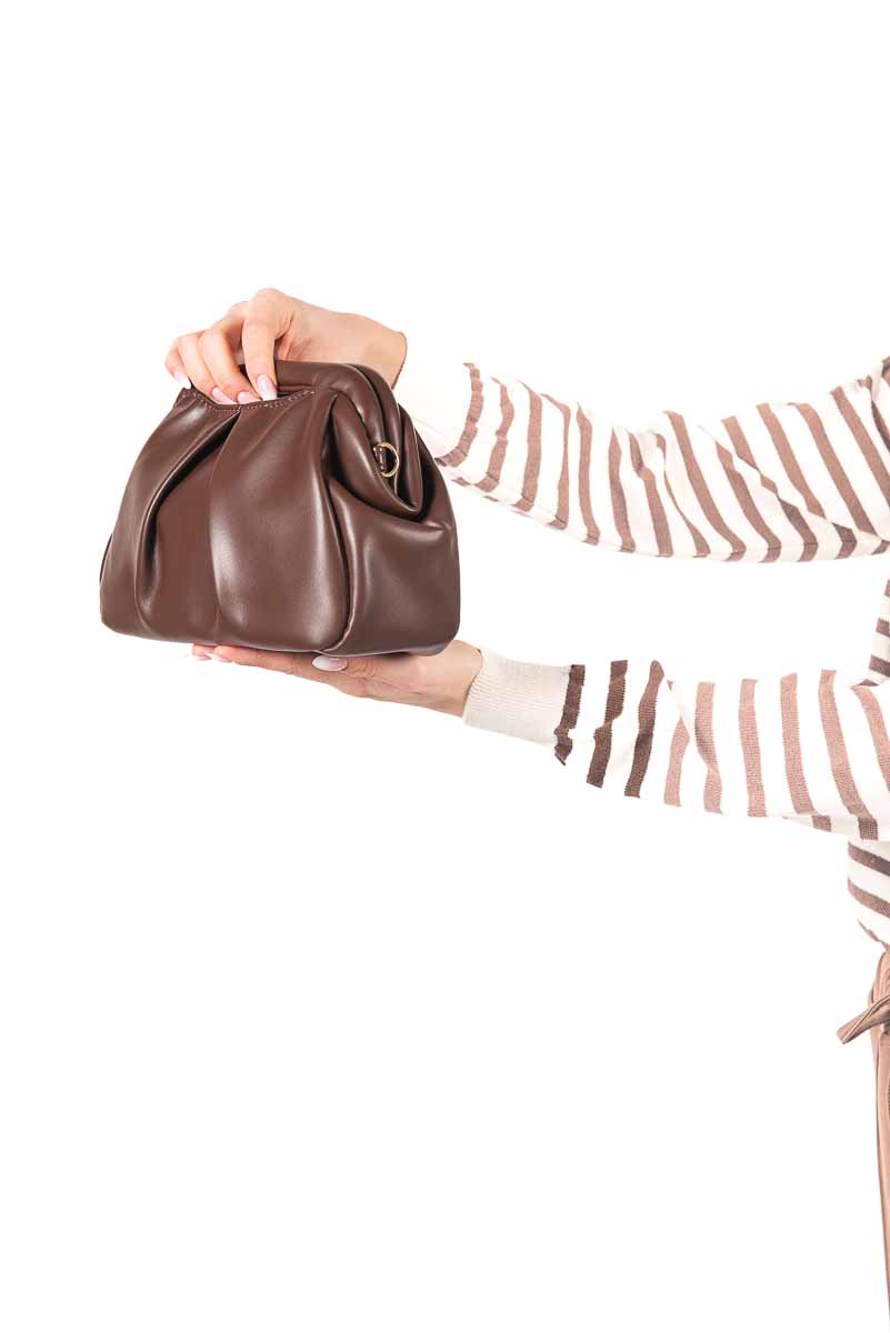 Borsa Morbida con Pieghe Cioccolato donna Miss love - 4