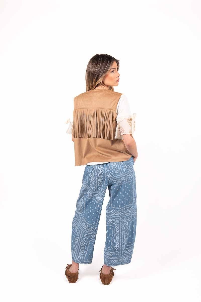 Pantaloni Bandana Celeste donna Miss love - 2