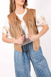 Gilet con Frange Cammello donna Miss love - 1