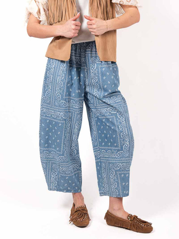 Pantaloni Bandana Celeste da donna Miss love