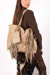Borsa Shopper Effetto Suede con Borchie Beige donna Miss love - 2