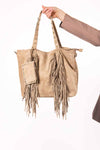 Borsa Shopper Effetto Suede con Borchie Beige donna Miss love - 1