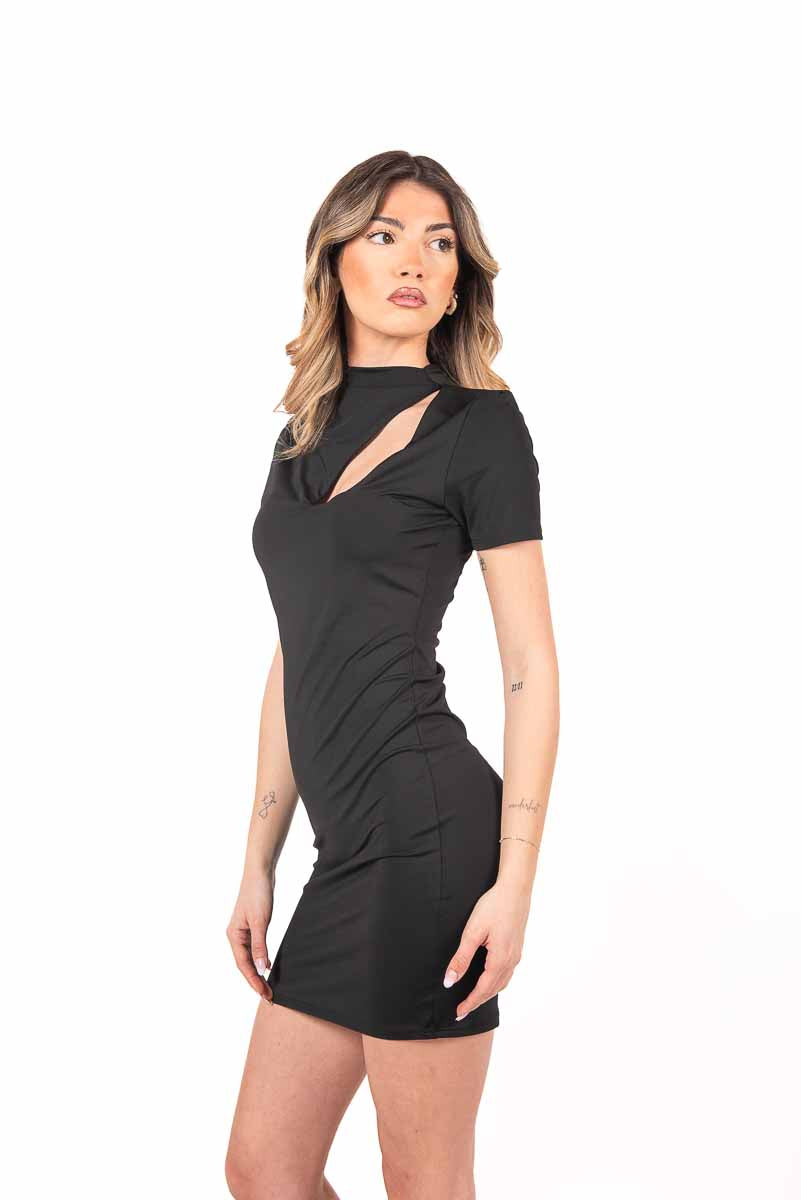 Abito Mini Cut-Out Nero donna Miss love - 5