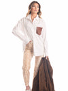 Camicia Bianca con Taschino Effetto Pelle donna Tensione in - 1