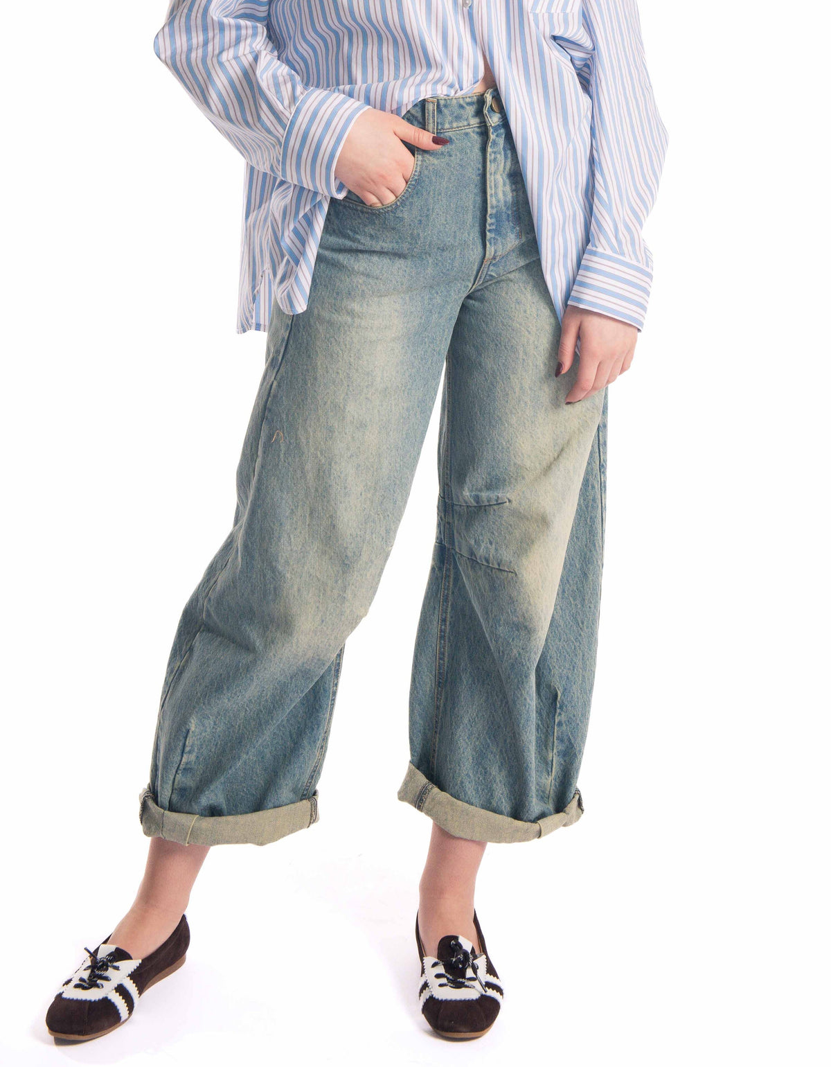 Jeans Wide Leg Effetto Vissuto donna Tensione in - 1