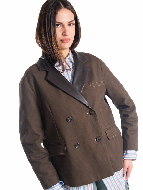 Blazer Doppiopetto Combinato Marrone da donna Tensione in