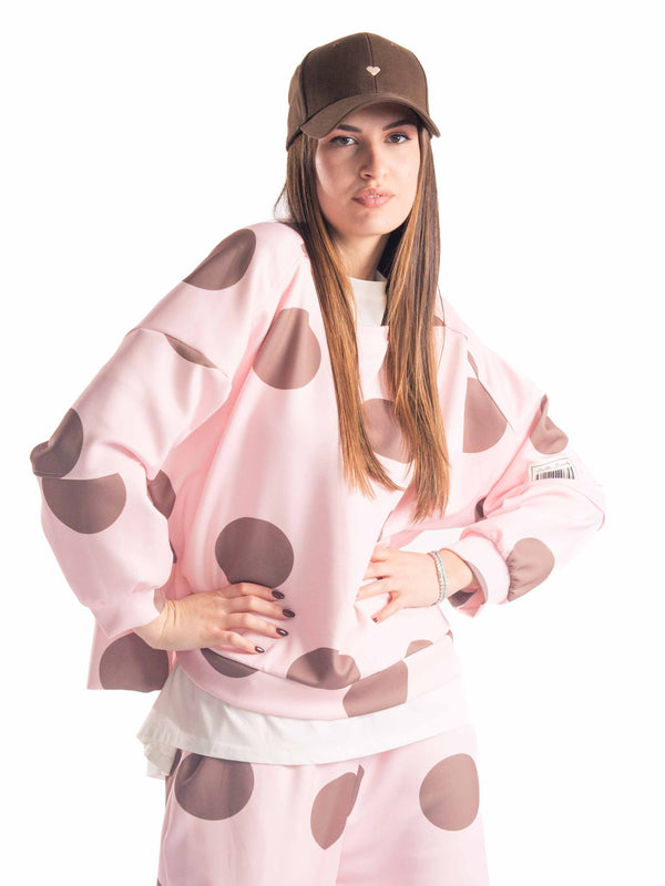 Felpa Oversize Polka Dot Rosa da donna Miss love