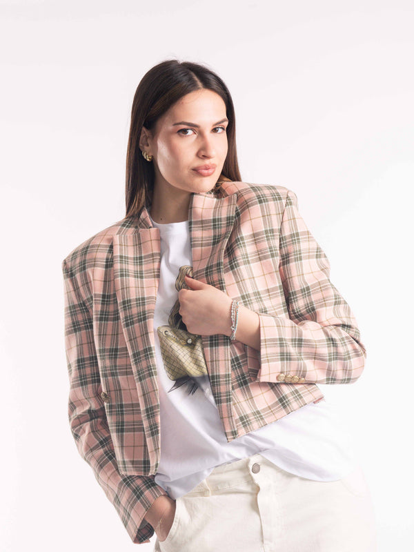 Blazer Cropped Quadri da donna Tensione in