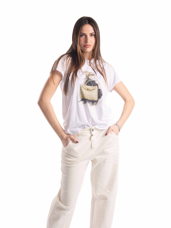 T-shirt con Stampa e Dettagli Jewel da donna Tensione in
