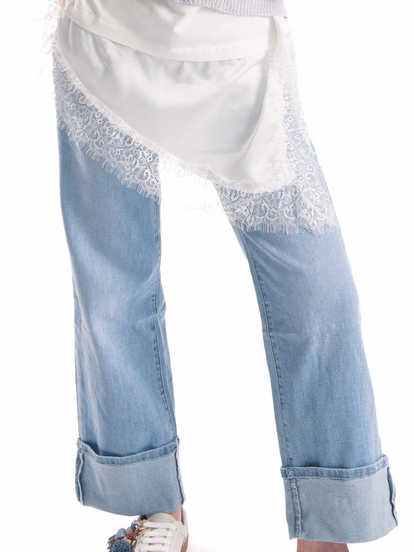 Jeans Straight Fit con Risvolto da donna Miss love