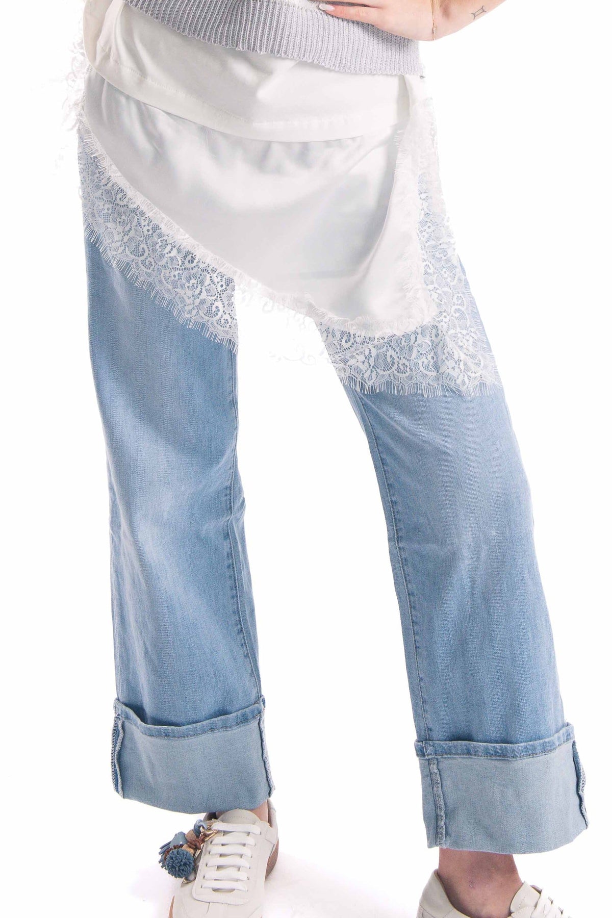 Jeans Straight Fit con Risvolto donna Miss love - 1