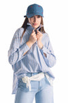 Camicia a Righe Celeste donna Miss love - 1
