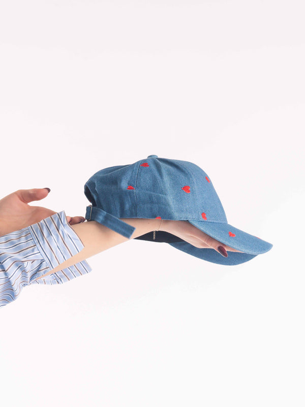 Cappello in Denim con Ricami da donna Miss love