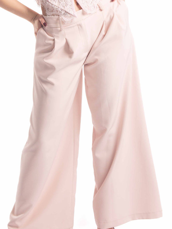 Pantaloni Wide Leg Cipria da donna Miss love