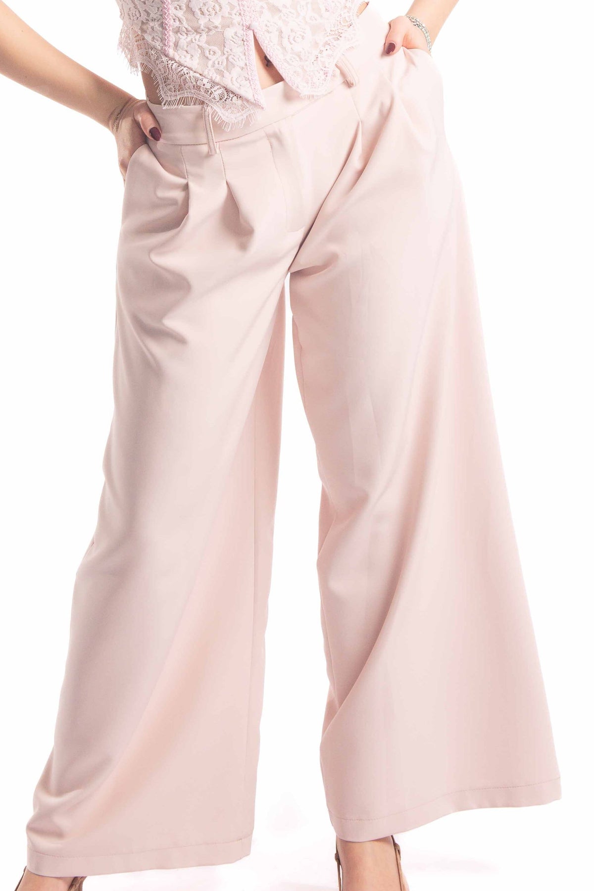 Pantaloni Wide Leg Cipria donna Miss love - 1