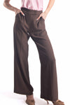 Pantaloni Vita Alta Marrone donna Miss love - 1