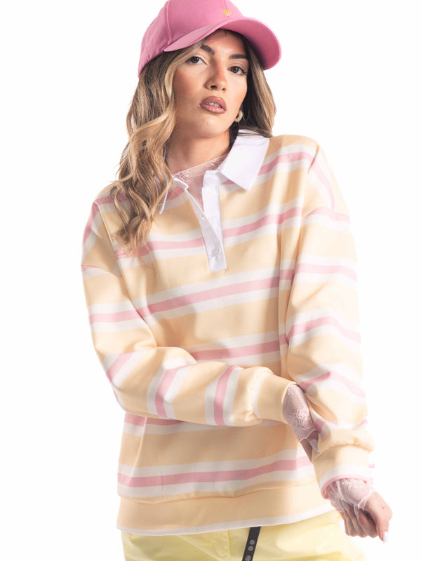 Felpa Rugby a Righe Multicolor da donna Miss love