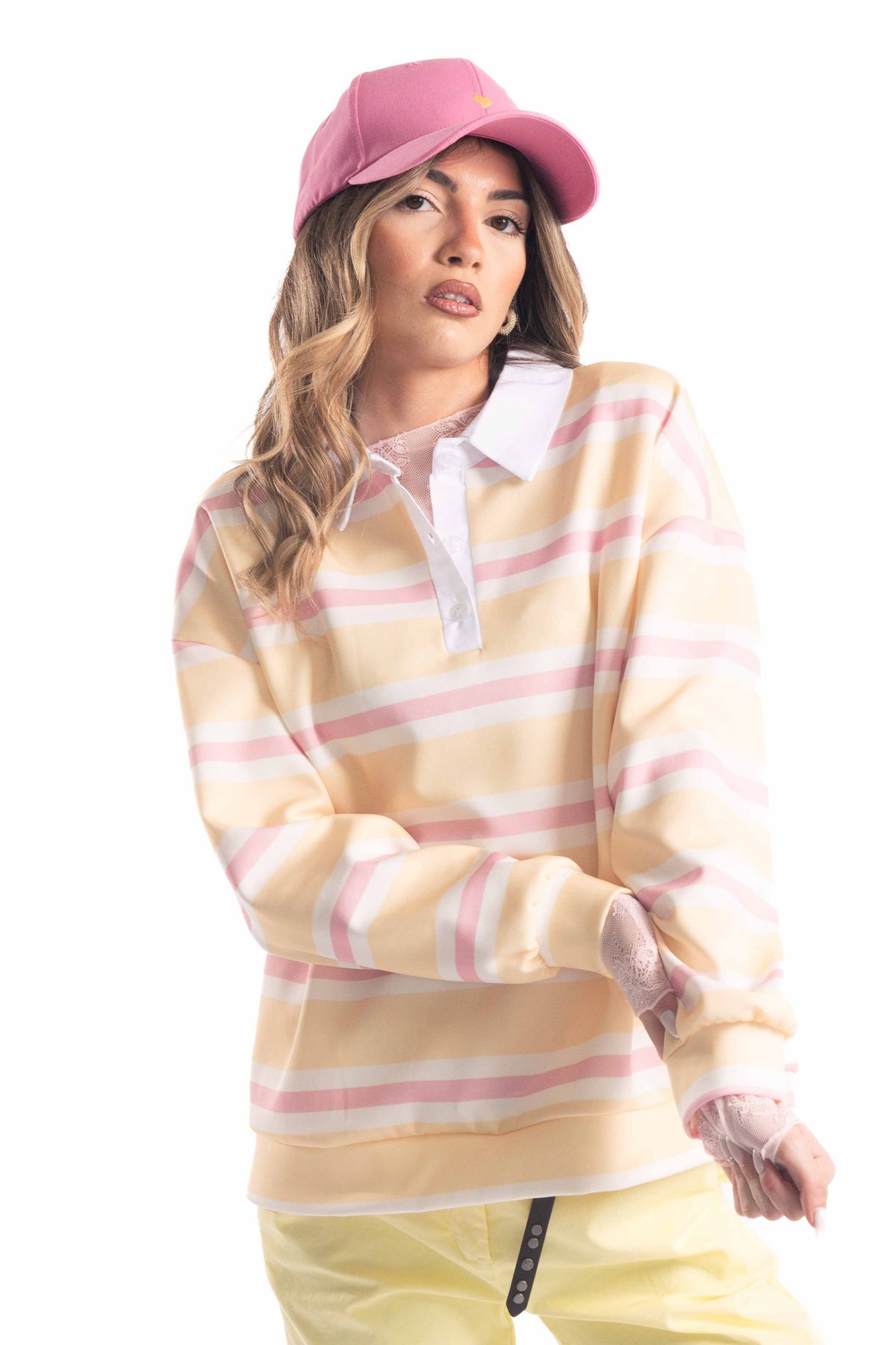 Felpa Rugby a Righe Multicolor donna Miss love - 1
