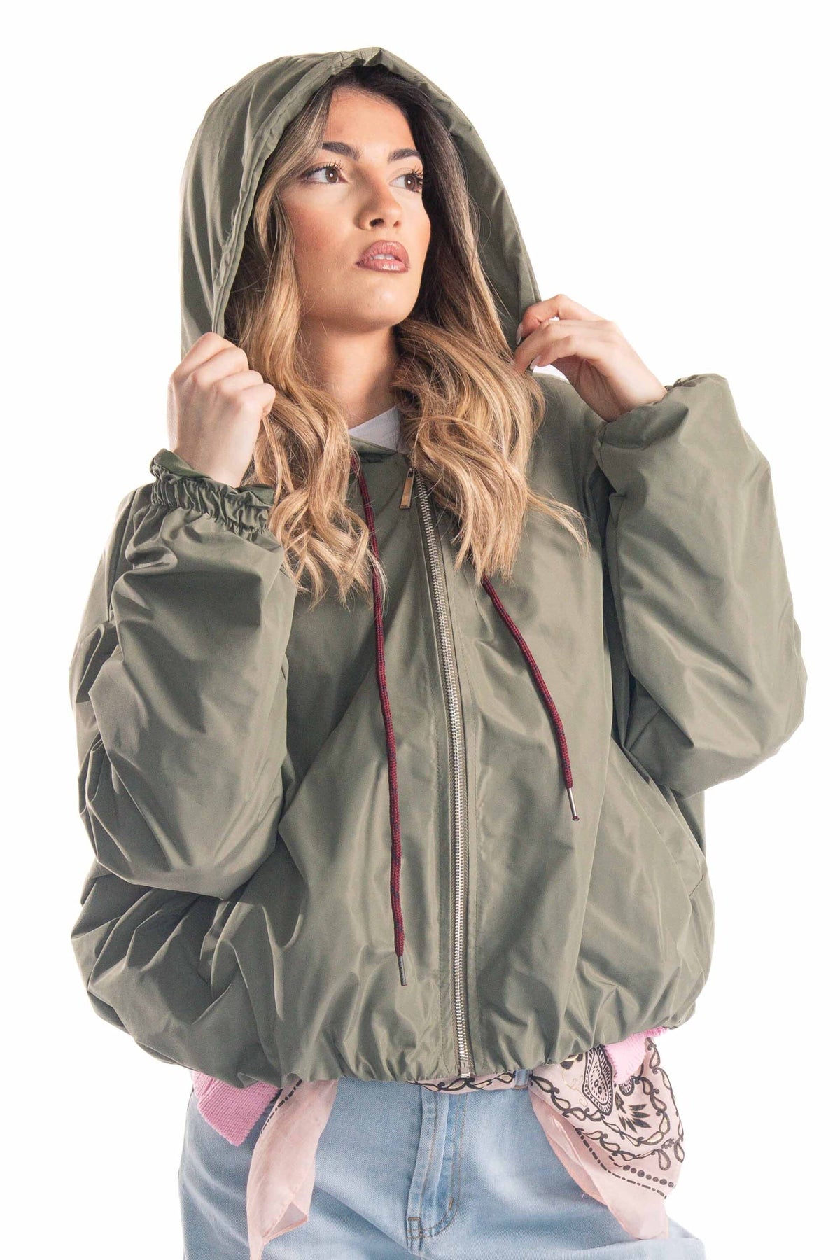 Bomber con Cappuccio Militare donna Miss love - 1