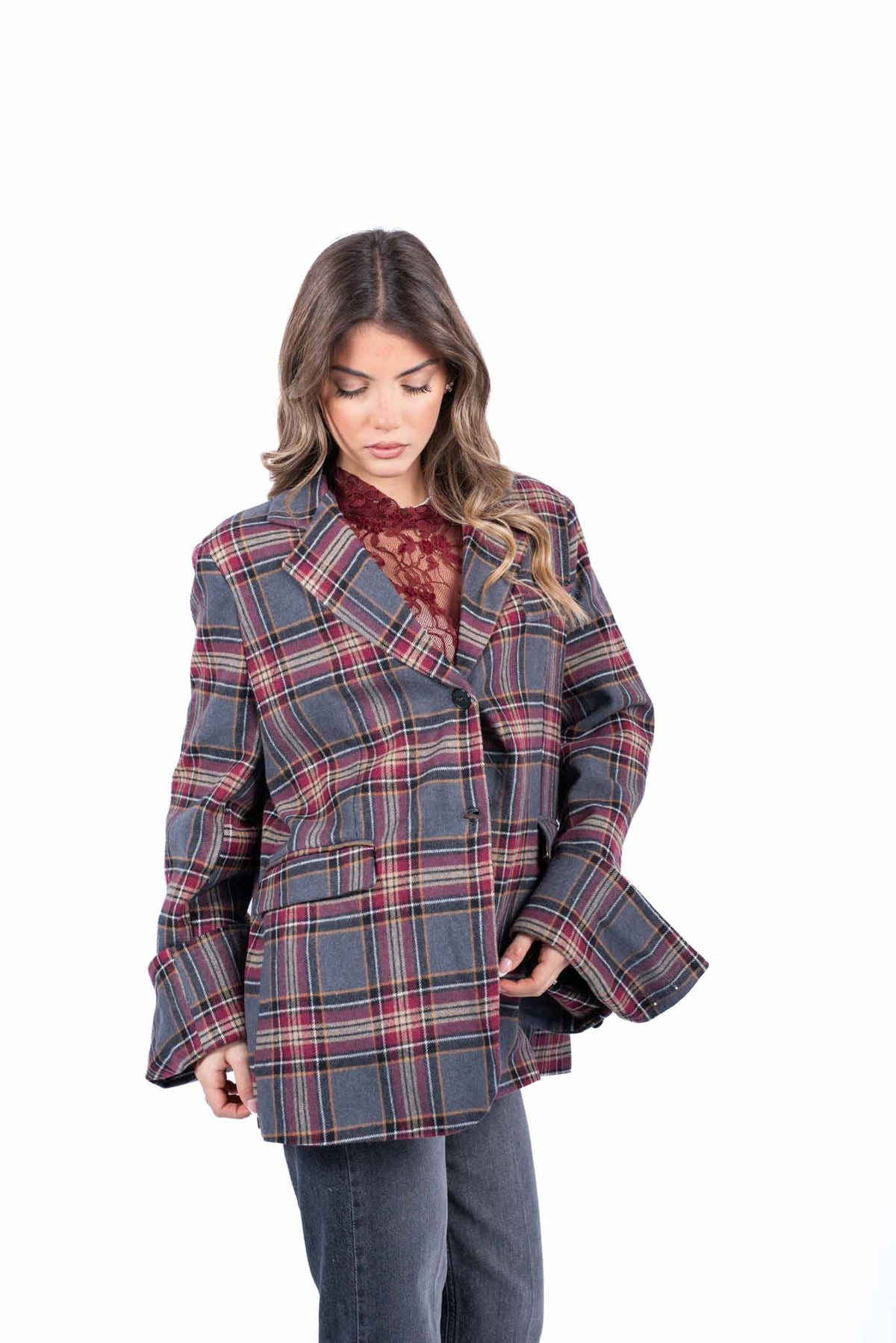 Giacca Sartoriale a Quadri Tartan donna Tensione in - 3