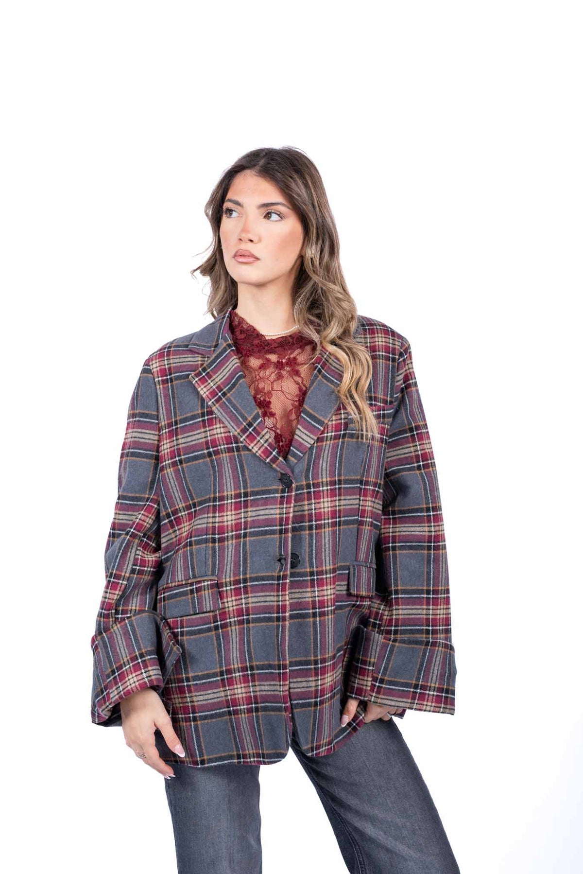Giacca Sartoriale a Quadri Tartan donna Tensione in - 1