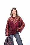 Blusa in Pizzo Trasparente Bordeaux con Frange donna Tensione in - 1