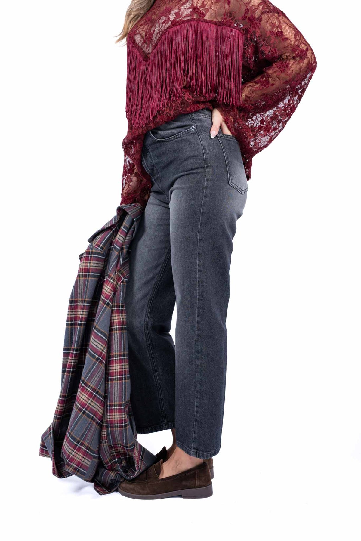 Jeans in Denim Grigio Sfumato donna Tensione in - 4