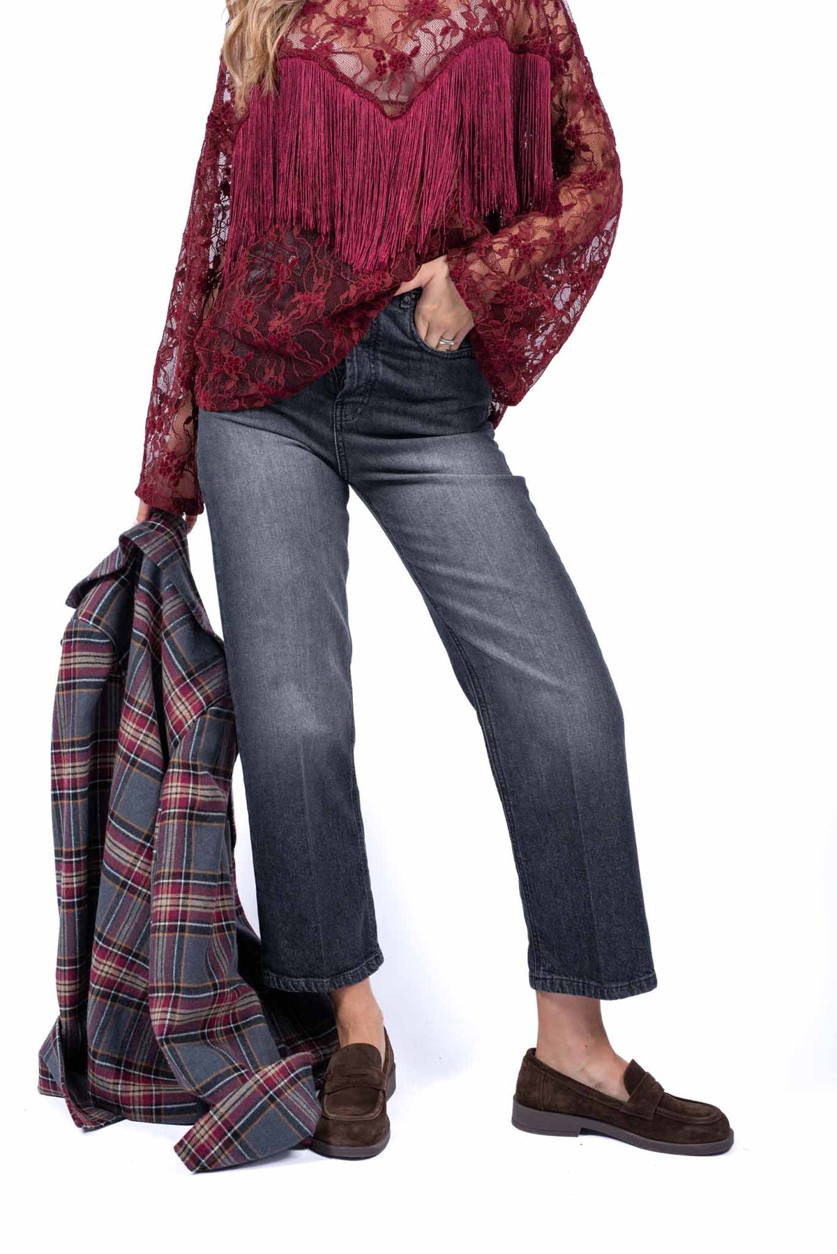 Jeans in Denim Grigio Sfumato donna Tensione in - 1