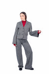 Giacca Strutturata in Tweed Grigio con Maniche a Campana donna Tensione in - 4