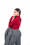 Maglia Maniche Lunghe Bordeaux a Collo Alto donna Tensione in - 3