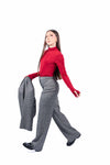 Pantaloni Sartoriali Dritti in Tweed Grigio donna Tensione in - 7
