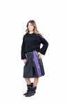Gonna in Ecopelle Nera con Banda Viola e Applicazioni Jewel donna Tensione in - 1