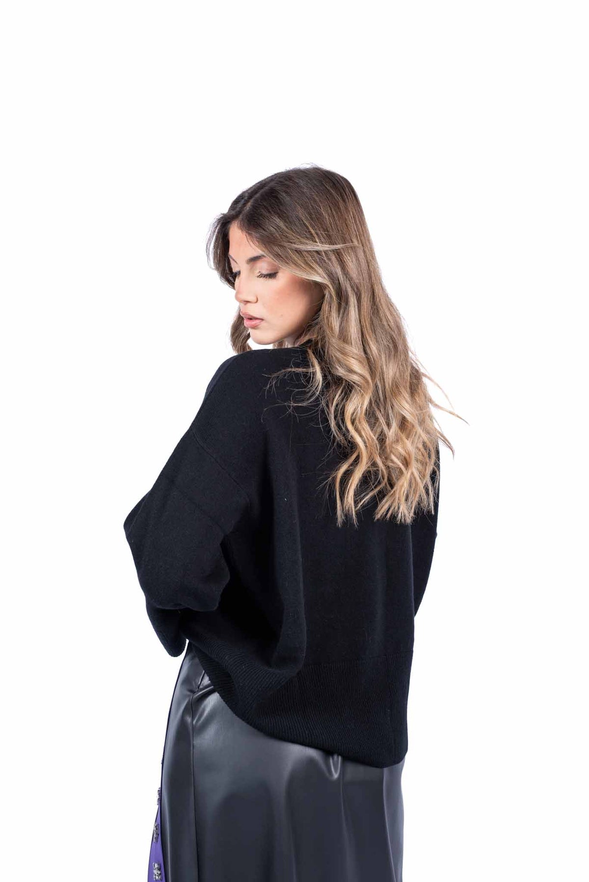 Pullover Oversize Nero in Maglia donna Tensione in - 2