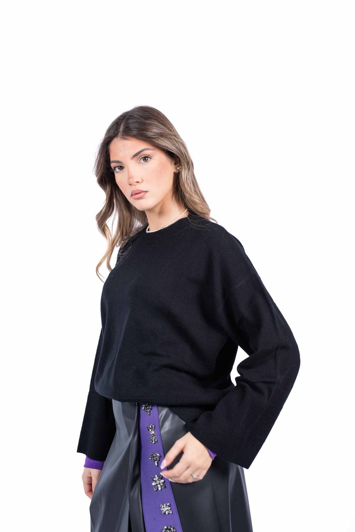 Pullover Oversize Nero in Maglia donna Tensione in - 1