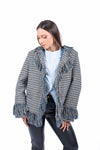 Giacca Oversize in Pied de Poule con Frange donna Tensione in - 6