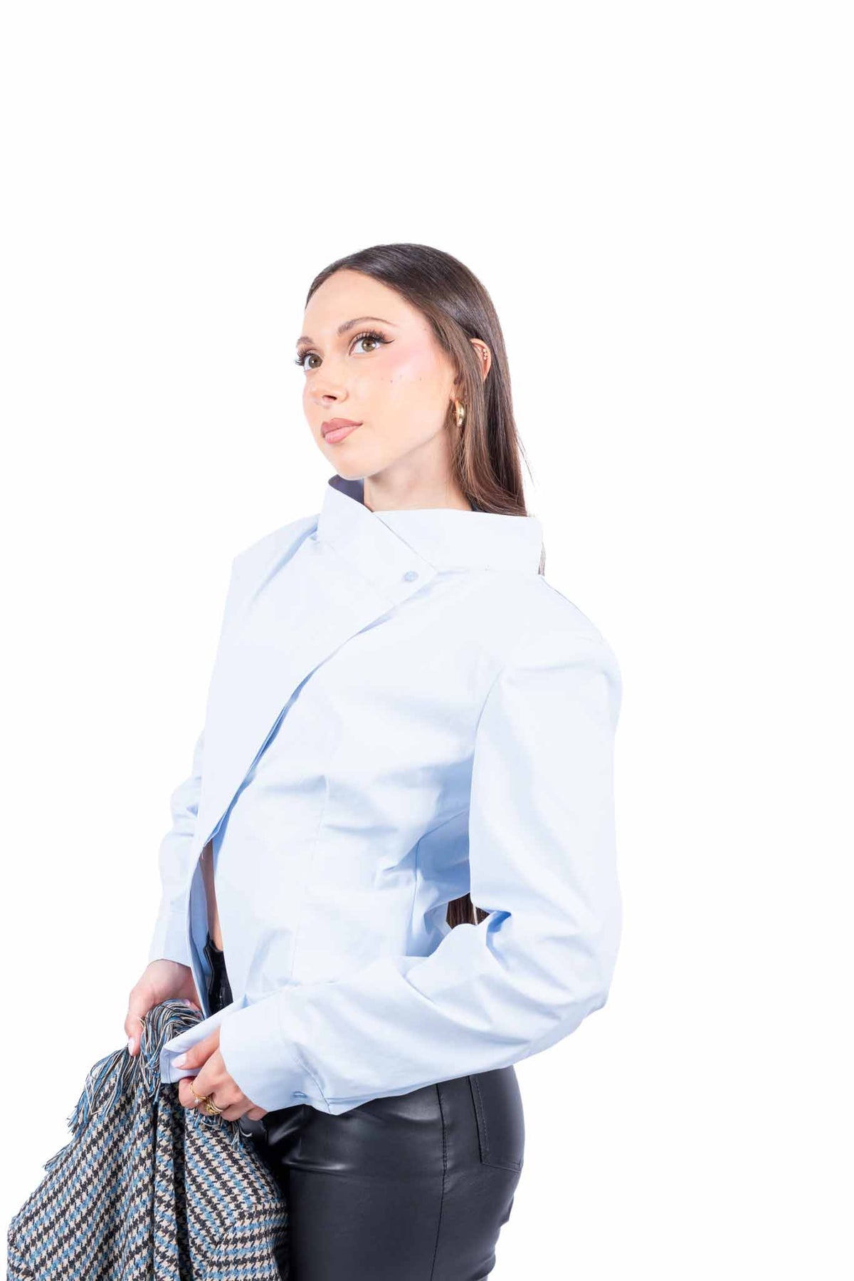 Camicia Asimmetrica Celeste donna Tensione in - 2